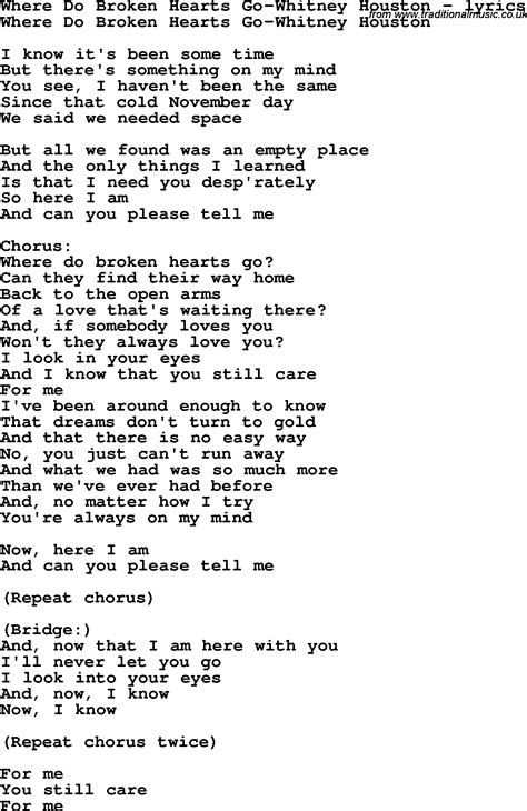 where do broken hearts go lyrics